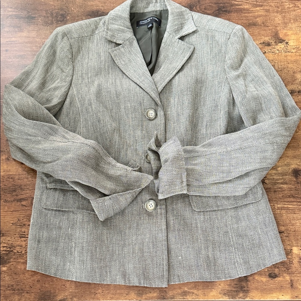 Jones New York Textured Olive/Gray Blazer - Picture 1 of 9
